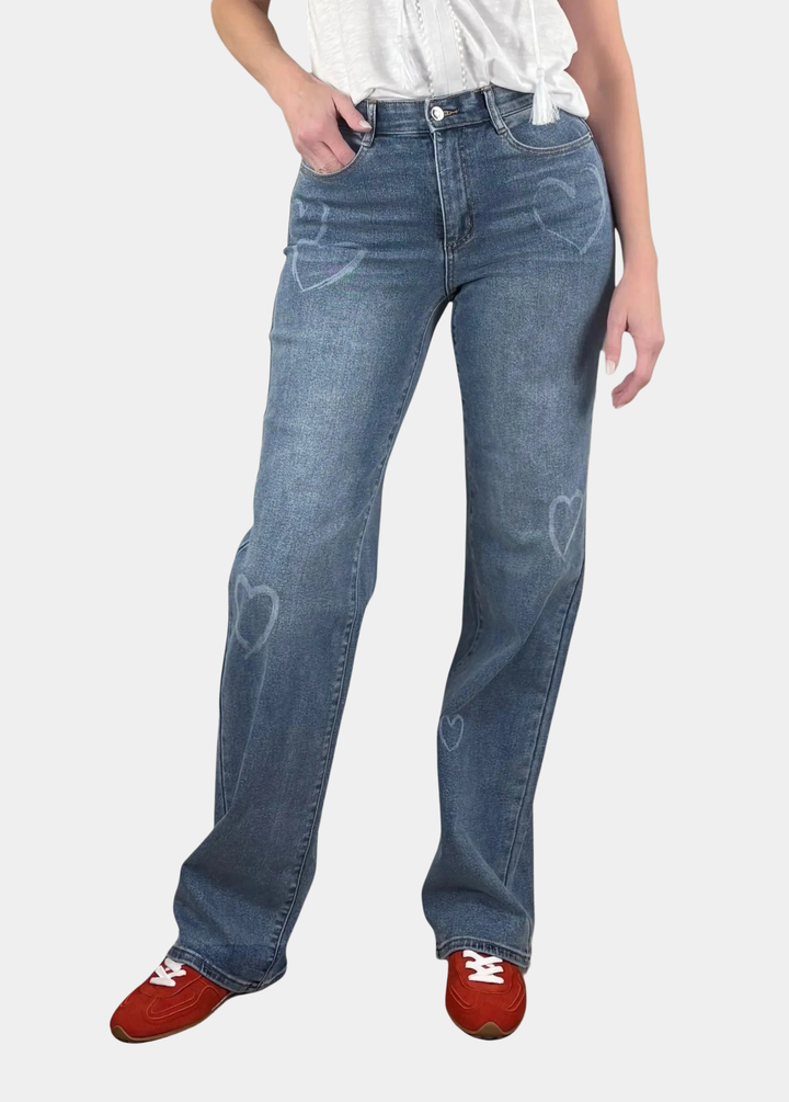 Heart Print Tall Straight Leg Jean