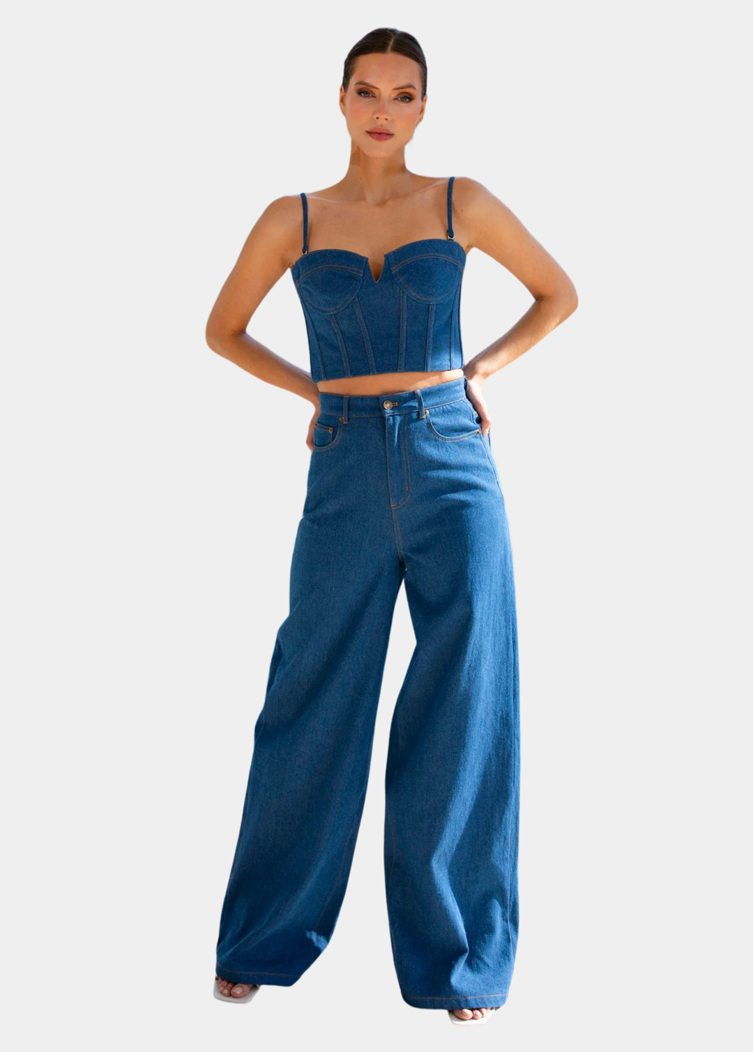 Malia Wide Leg Denim Jeans - Blue
