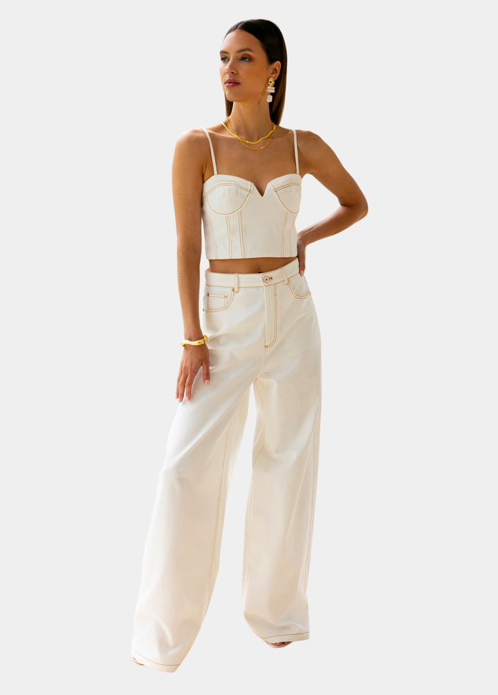 Malia Wide Leg Denim Jeans - White