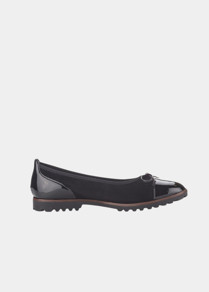 Gabor Stylish Patent/Suede Ballerinas - Black