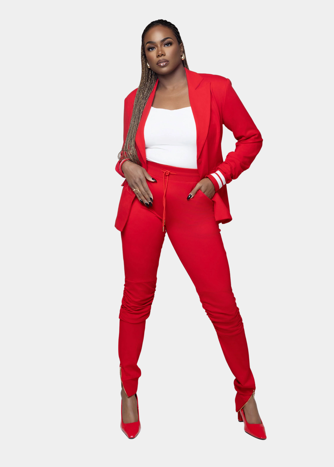 Tall Jogger Suit Jacket - Red