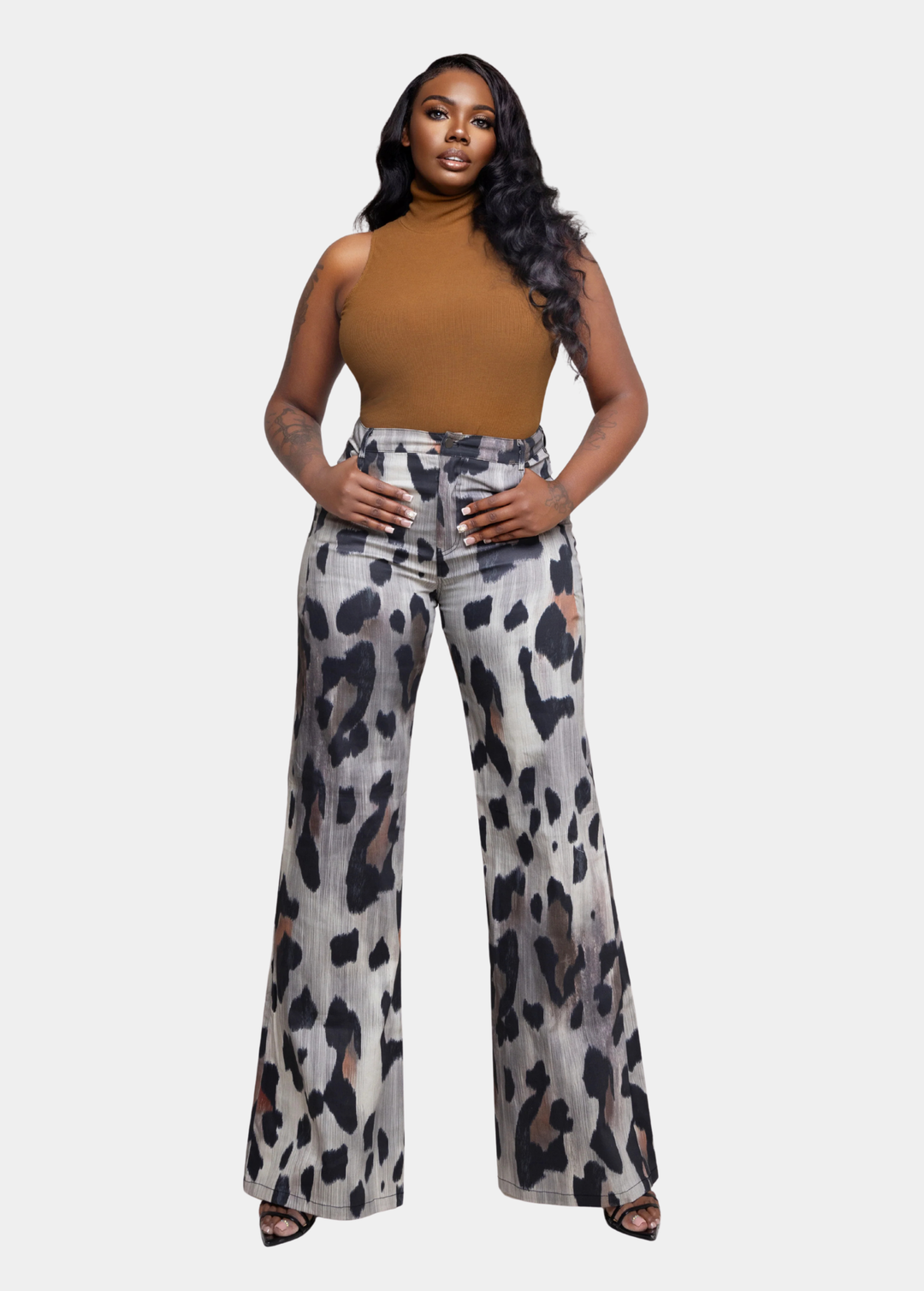 Tall Leopard Printed Jeans - Grey