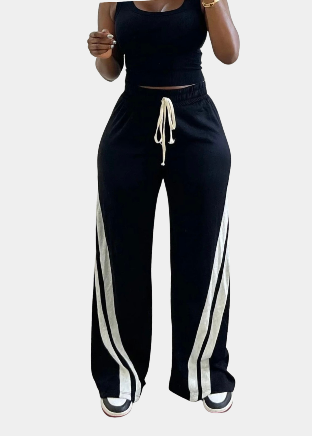 Tall Women Striped Sweatpants - Black and White
