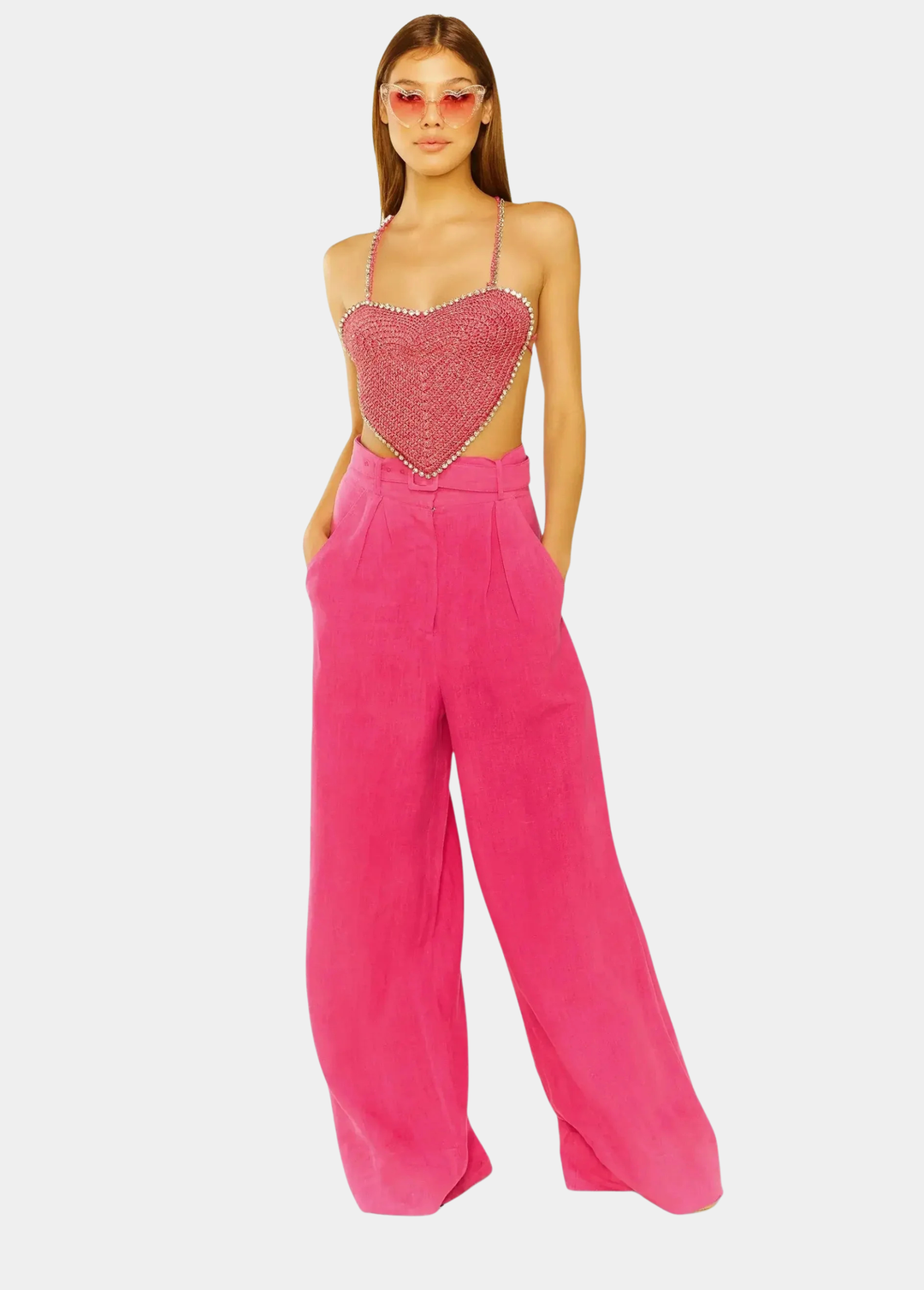 Beyond Belief Linen Wide Leg Pants - Pink