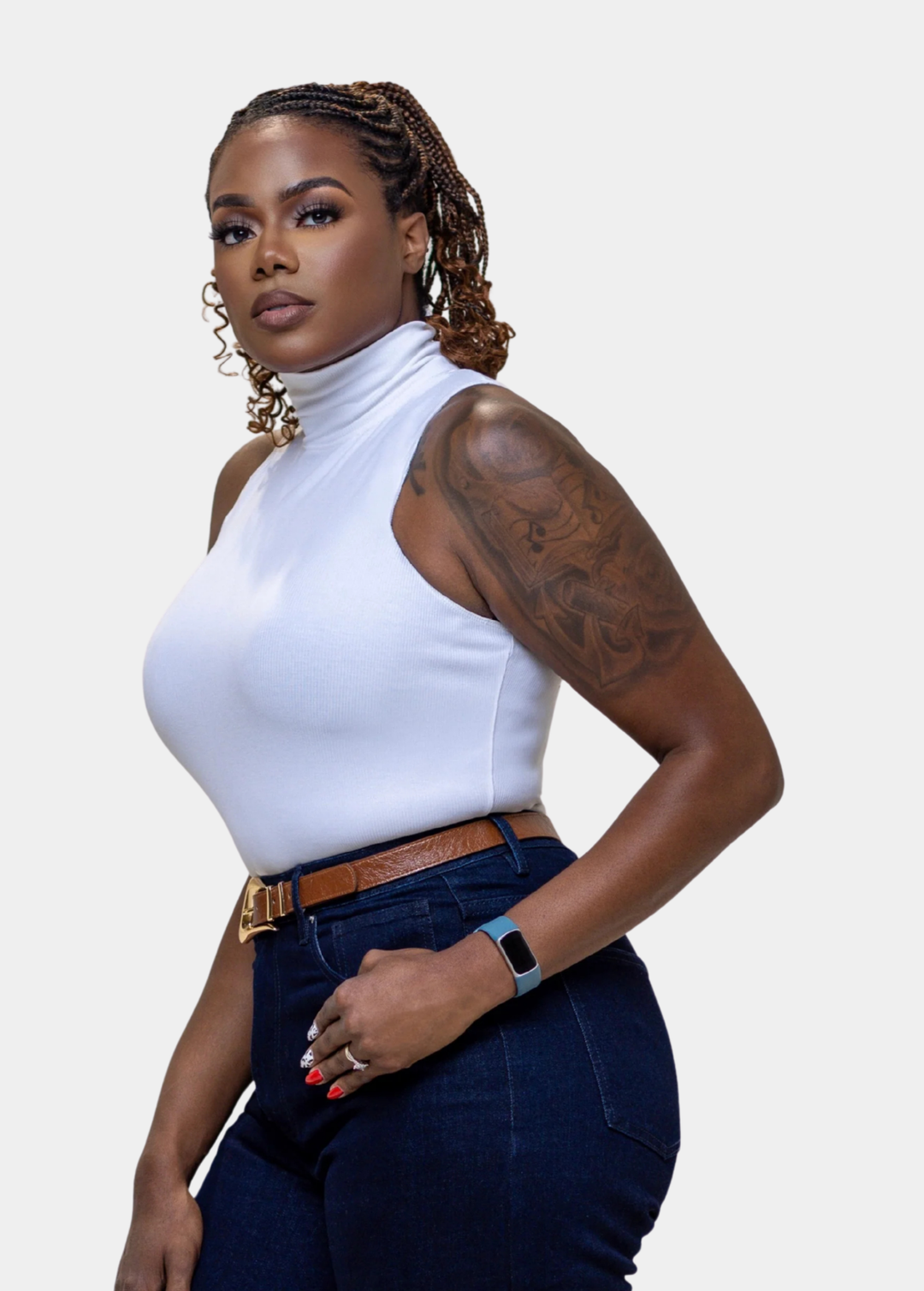 Long Torso Ribbed Knit Bodysuit - White