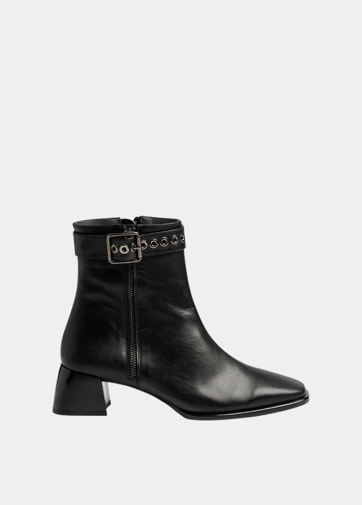 Dansi Edgy Leather Ankle Boots - Black