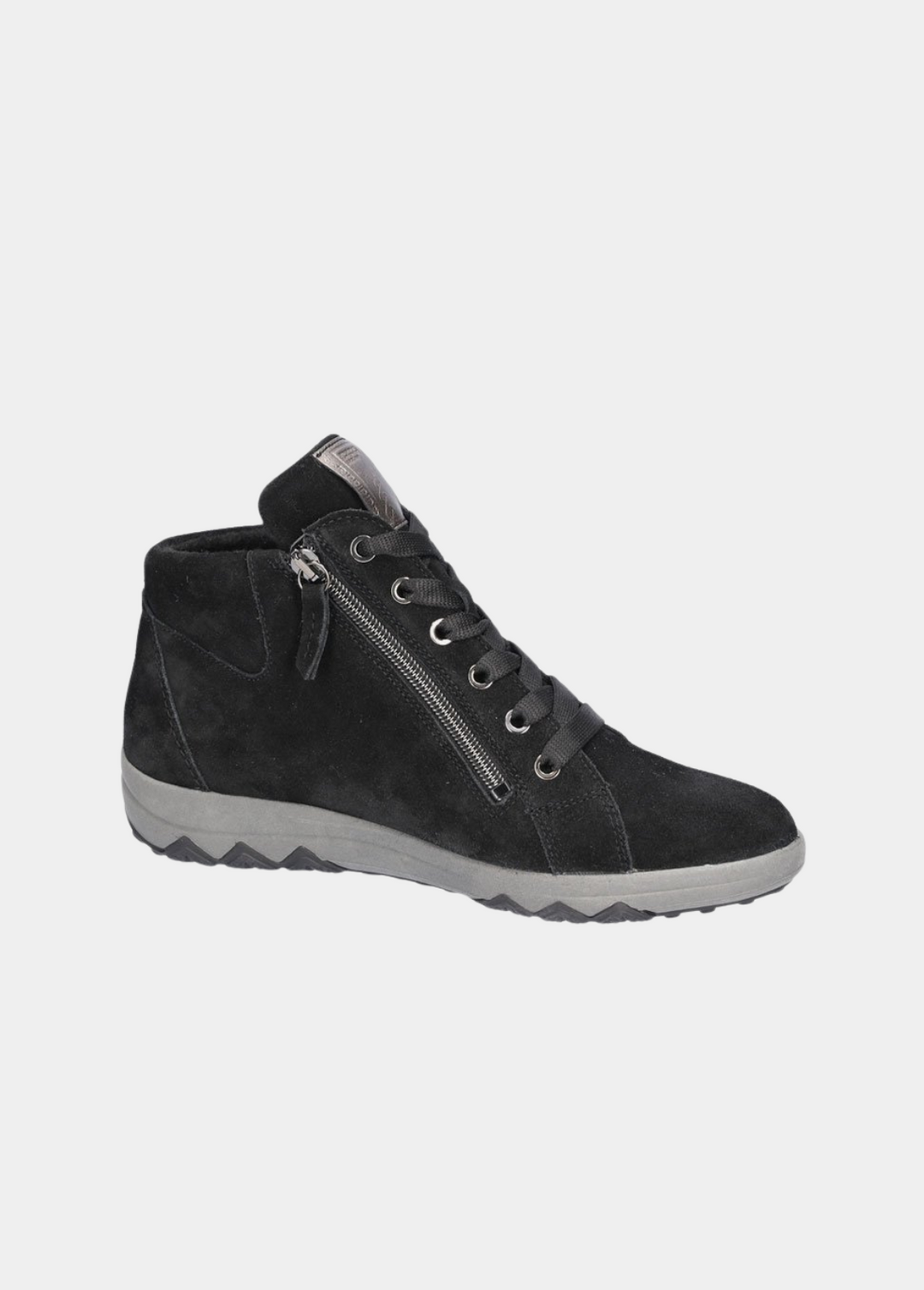 Waldlaufer Sporty Suede Hi-Top Ankle Boots - Black