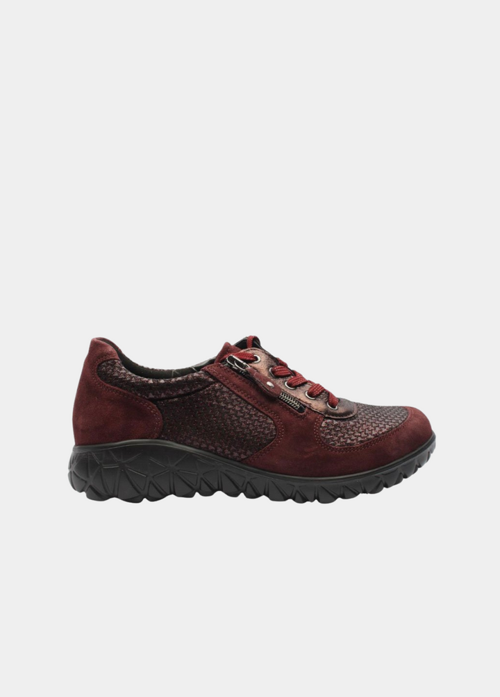 Waldlaufer Stylish Sporty Combi Trainers - Burgundy