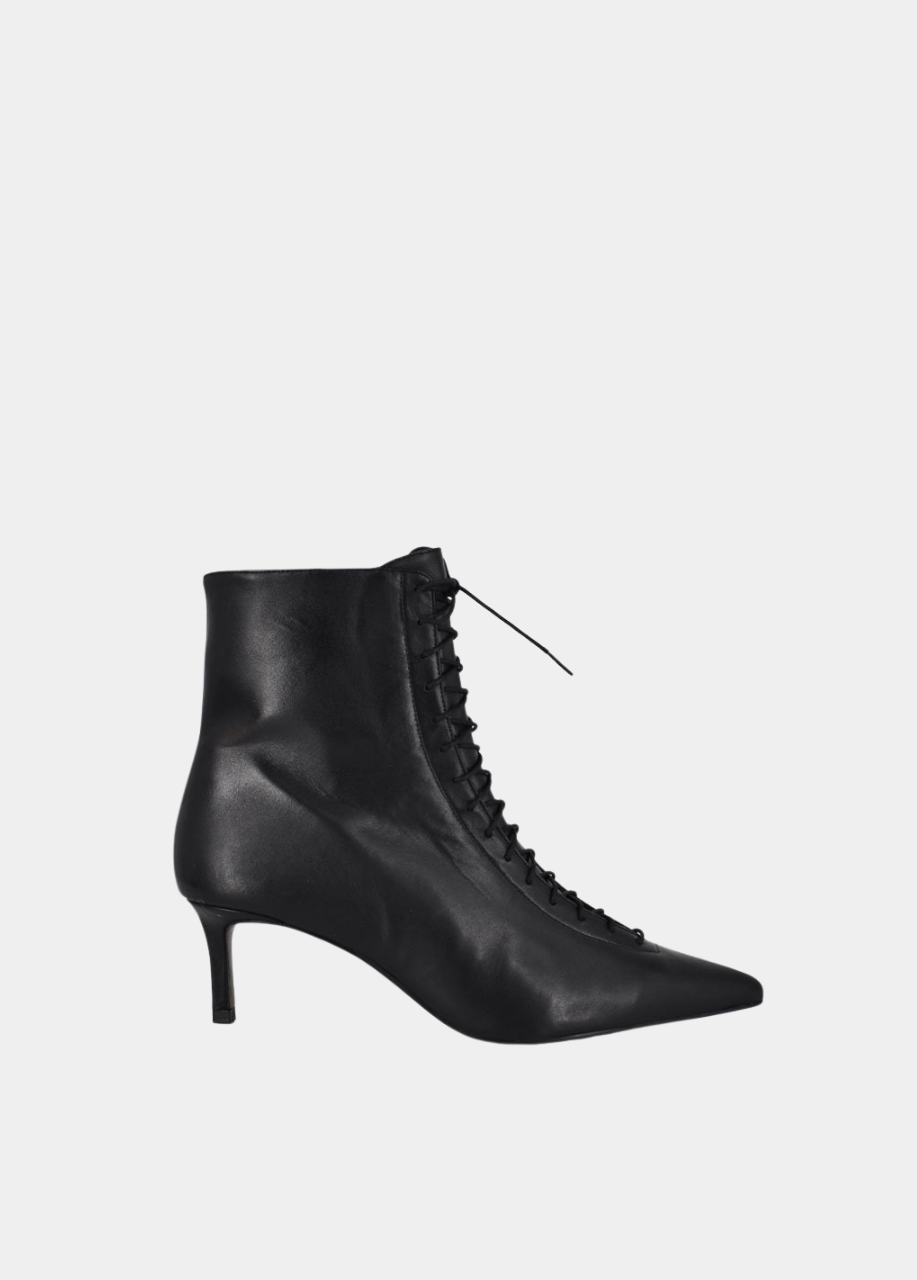 Dansi Vintage Style Lace up Ankle Boots - Black