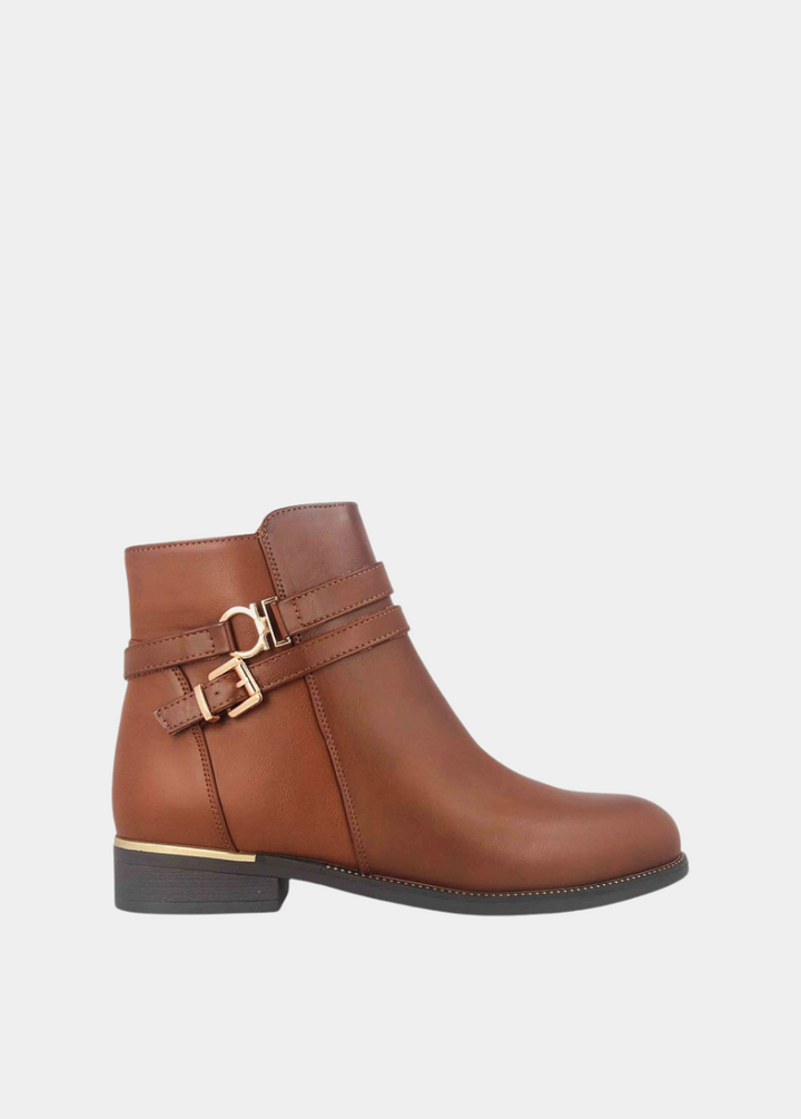 Dressy Chelsea Buckle Ankle Boots - Brown