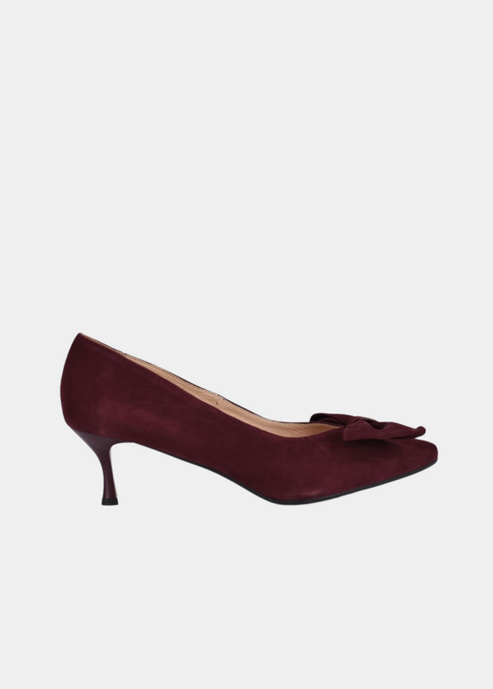 Bioeco Beautiful Suede Bow Heels - Burgundy