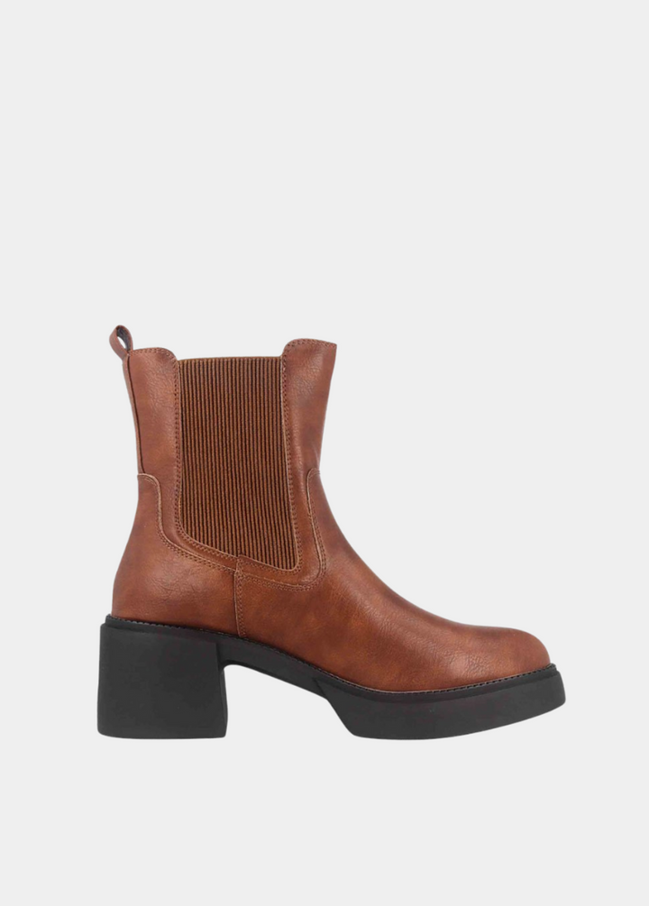 Chunky Chelsea Platform Boots - Brown