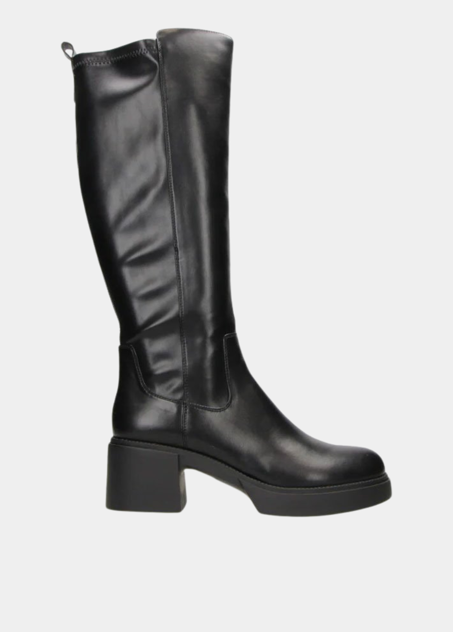 Chunky Knee High Platform Boots - Black