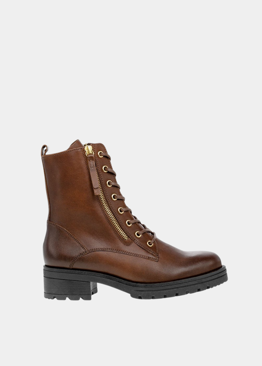 Gabor Premium Leather Lace Up Ankle Boots - Brown