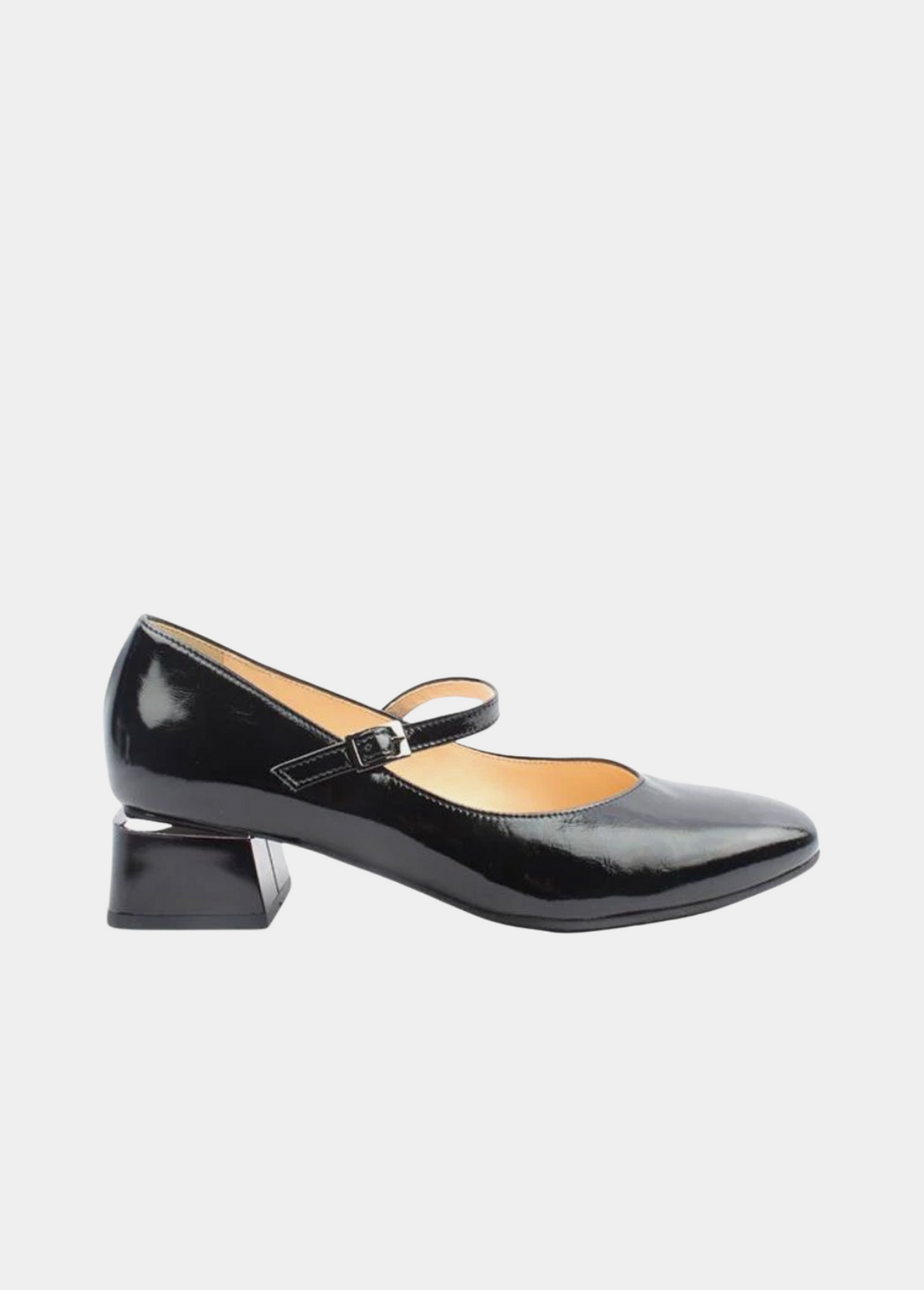 Bioeco Stylish Patent Block Heels - Black