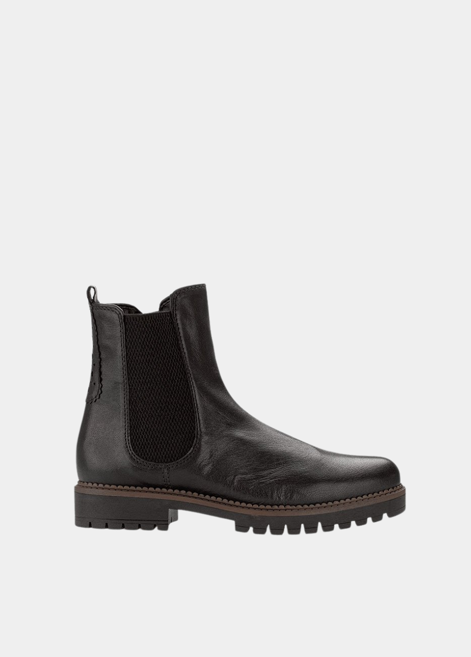Gabor Wide Fit Leather Ankle Boots - Black