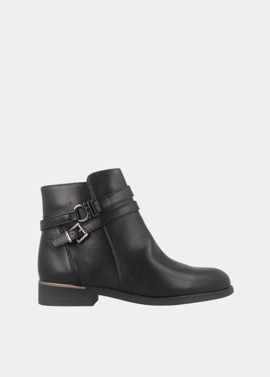 Dressy Chelsea Buckle Ankle Boots - Black