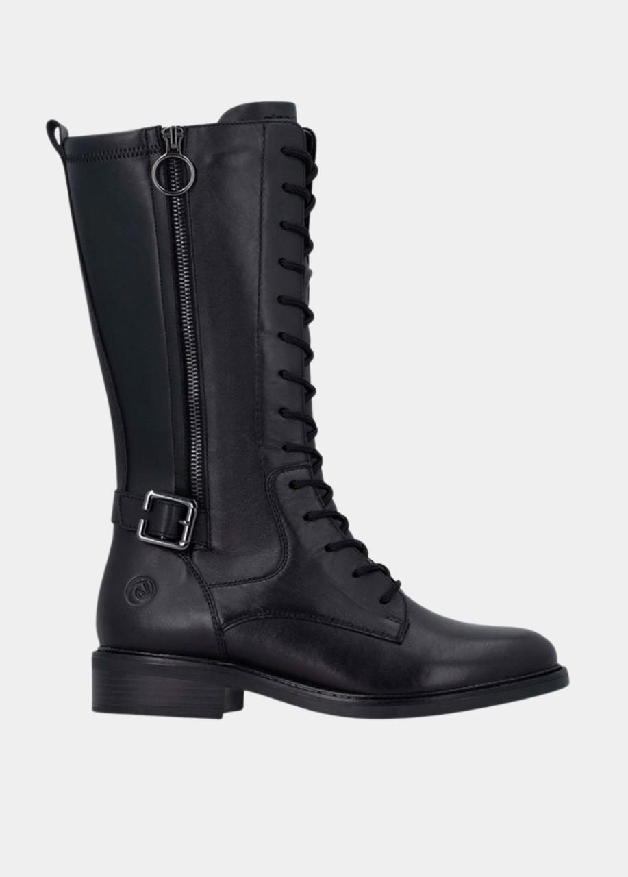 Remonte Versatile Leather Mid Calf Boots - Black