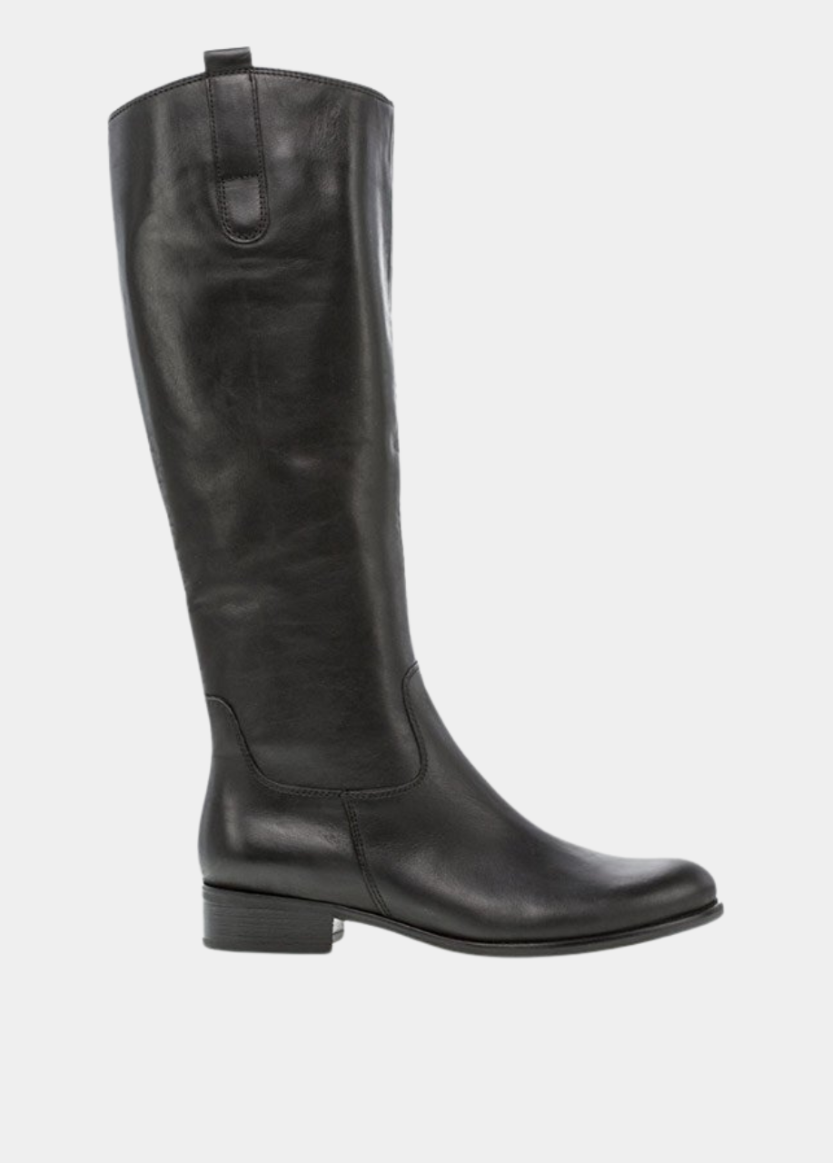 Gabor Stylish Slim Leg Long Leather Boots - Black