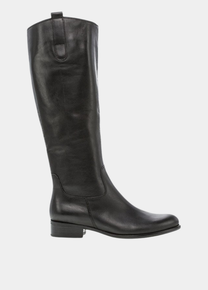 Gabor Stylish Slim Leg Long Leather Boots - Black
