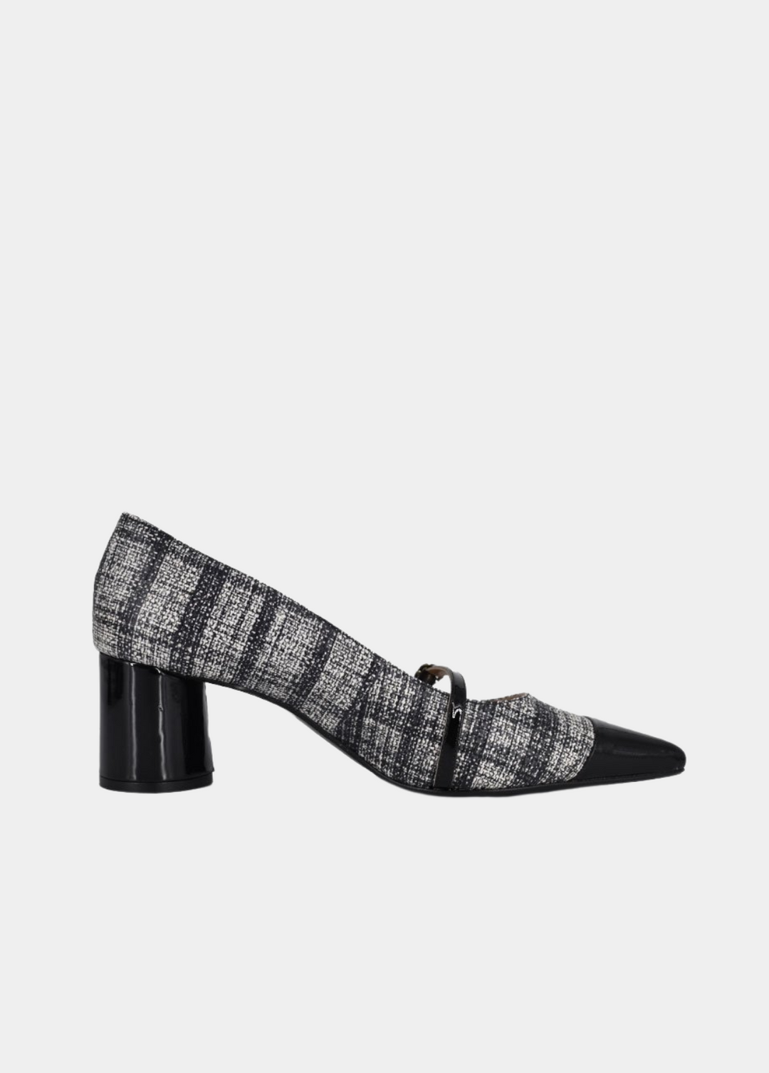 Dansi Chic Tweed Mary Jane Block Heels - Black