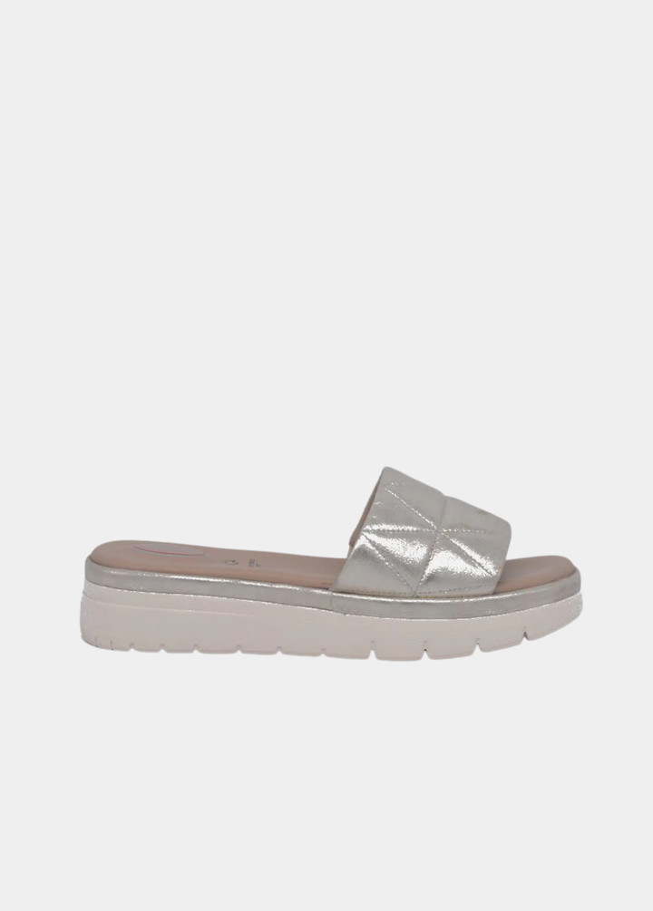Tamaris Comfort Quilted Slip on Sandals - Gold