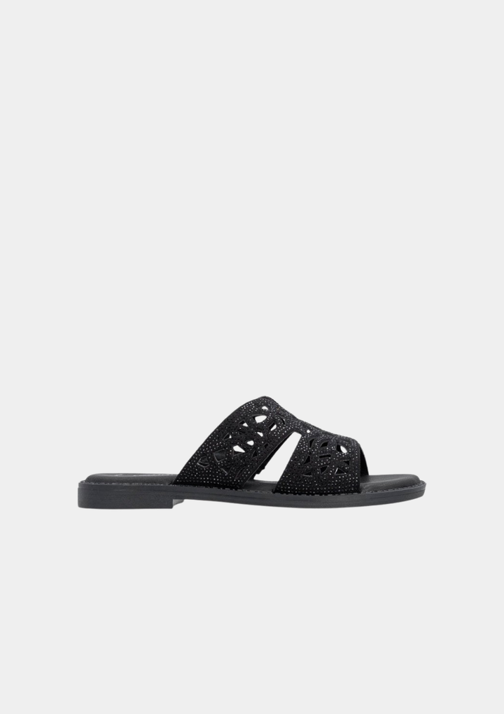 Remonte Stunning Embellished Dressy Slides - Black