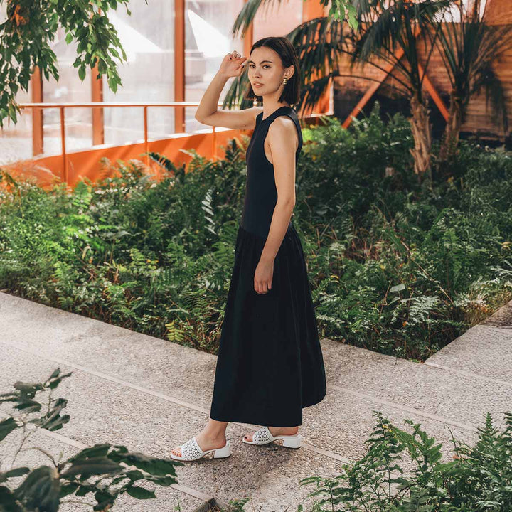 The Paloma Heeled Sandal - Perforated Panna Cotta
