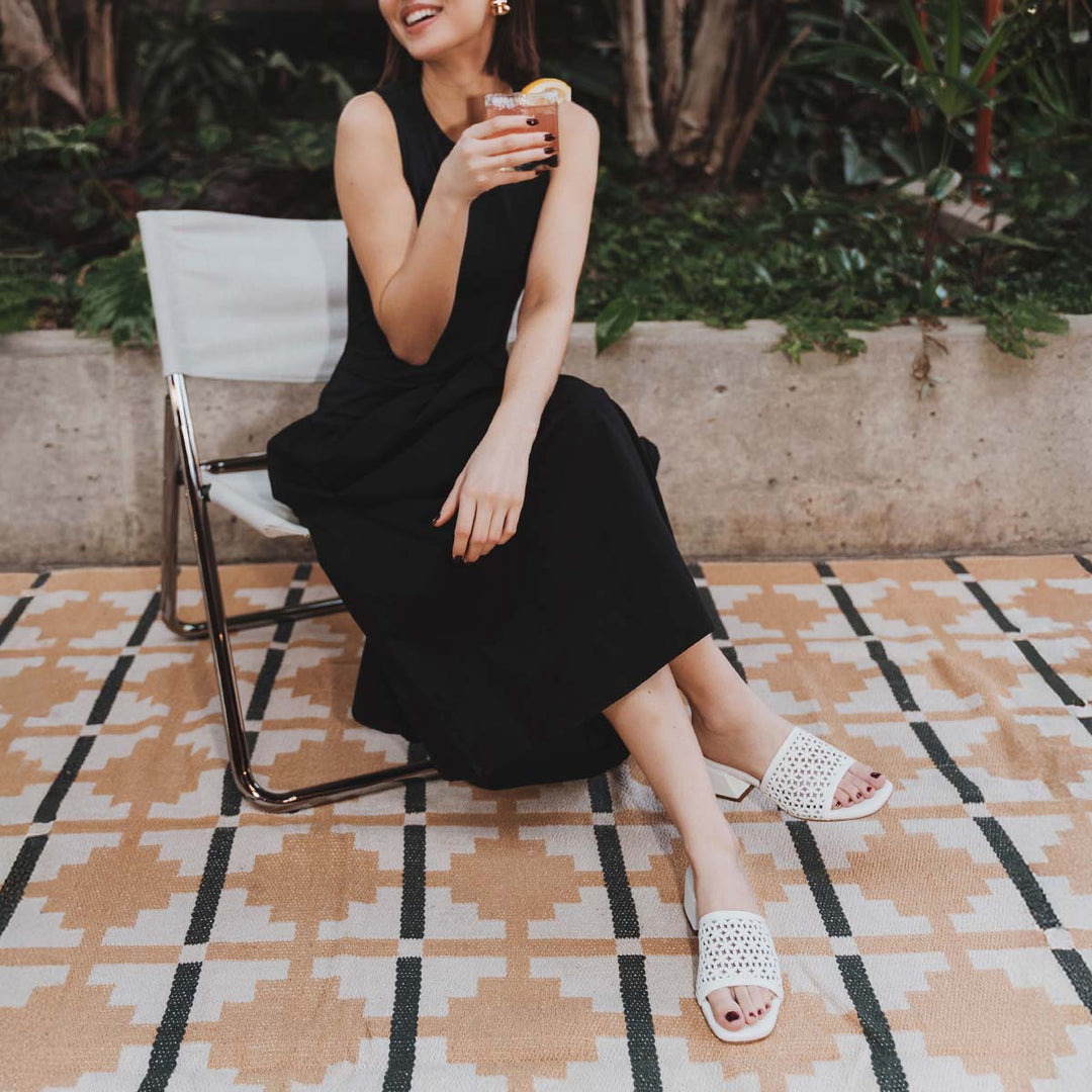 The Paloma Heeled Sandal - Perforated Panna Cotta