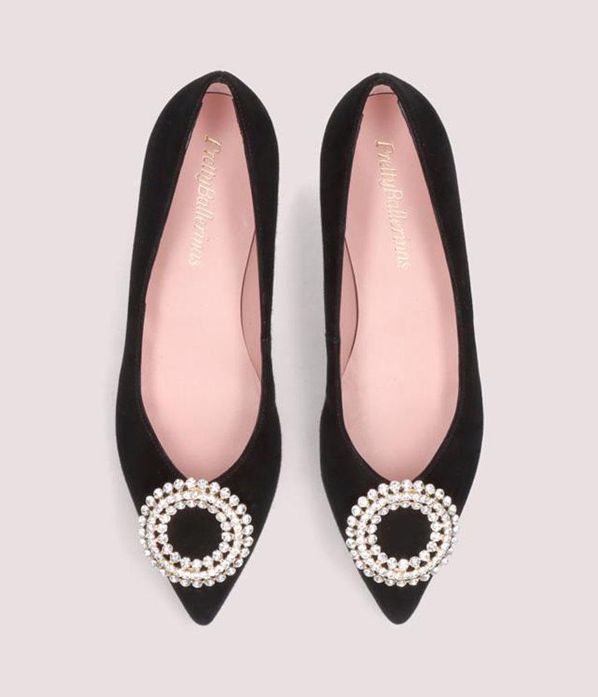 Pretty Ballerinas Plush Black Velvet Flats