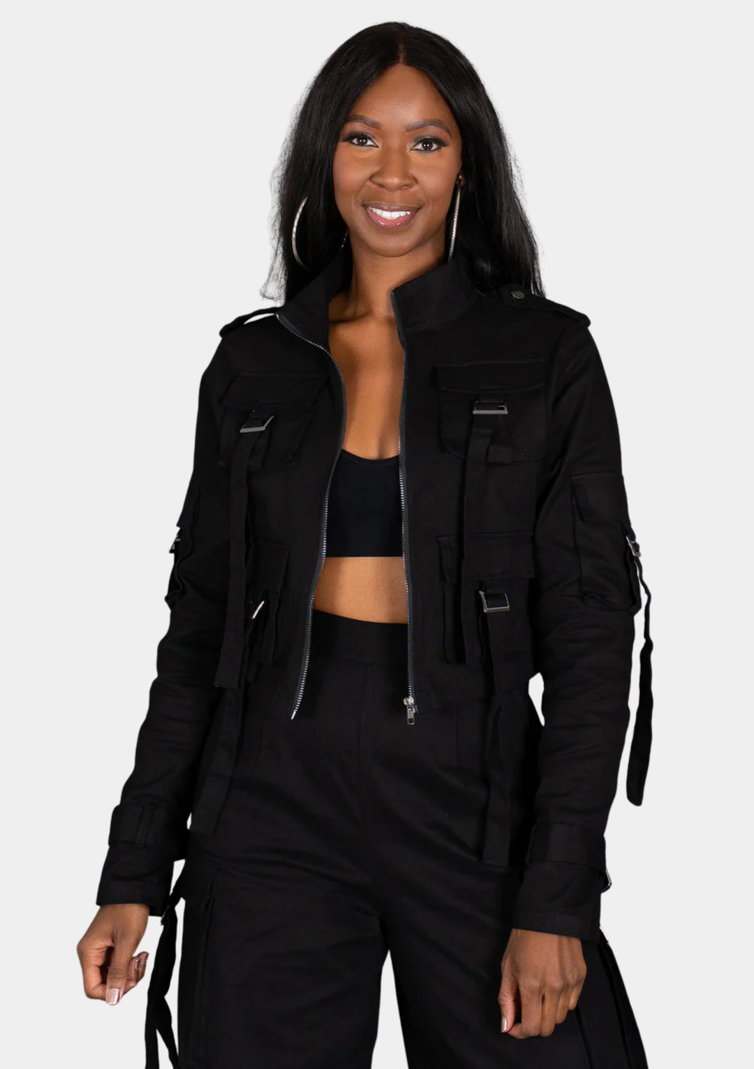 Street Chic Cargo Jacket - Black