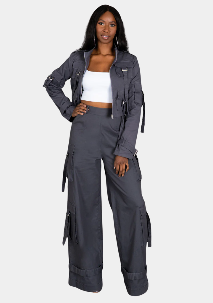 Street Chic Cargo Pants - Gray
