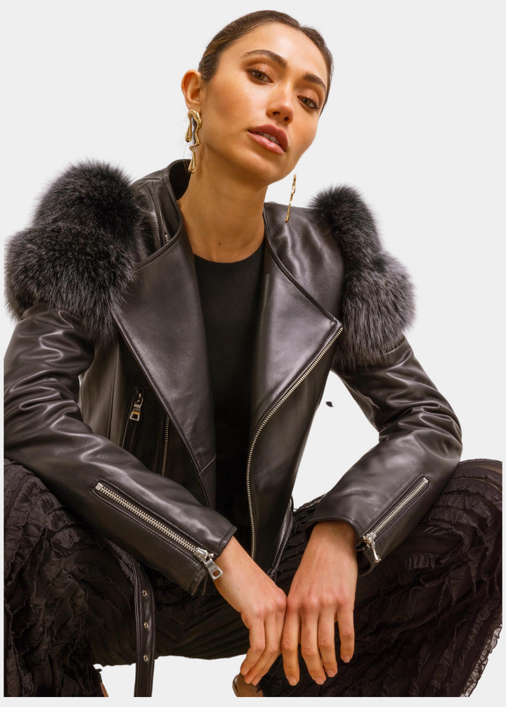Lilac Street Leather Jacket - Black