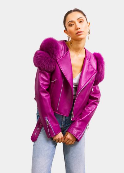 Lilac Street Leather Jacket in Purple