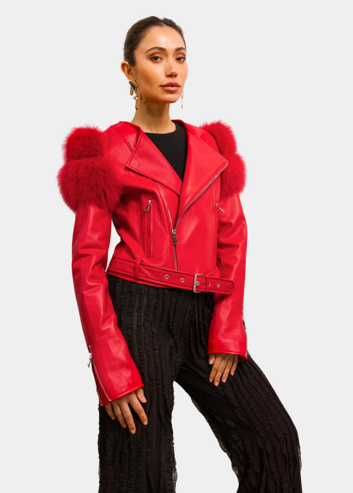 Lilac Street Leather Jacket in Red