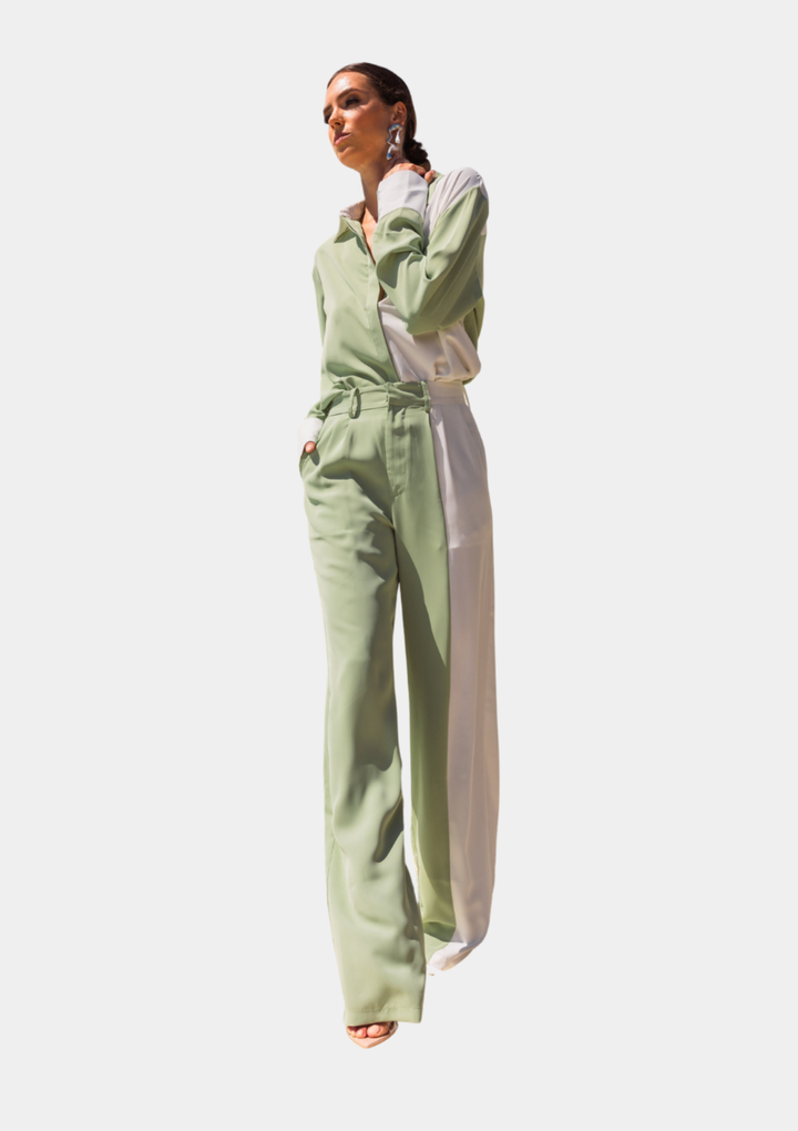 On My Mind Contrast Color Pants - Green