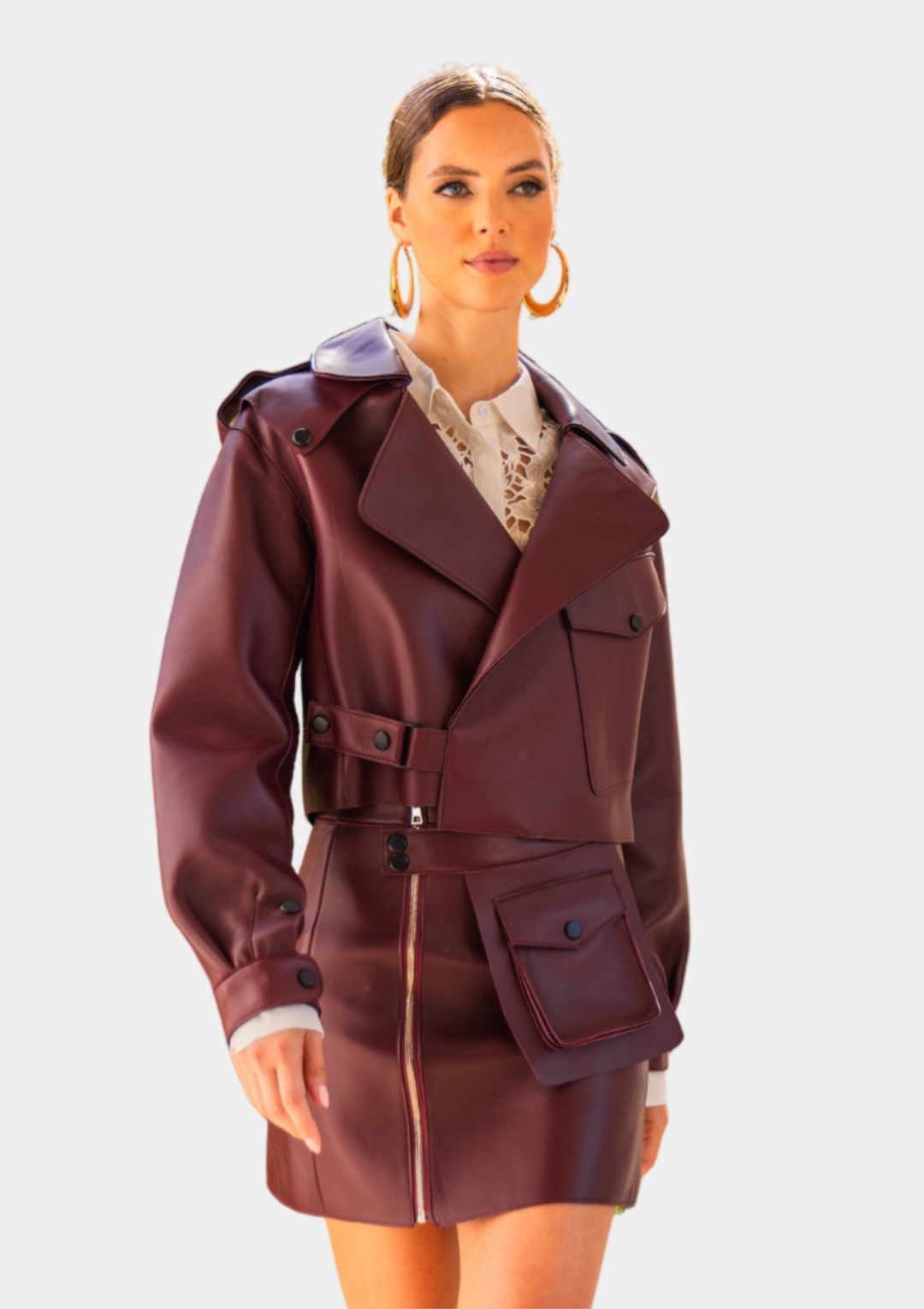 First Love Leather Jacket - Burgundy