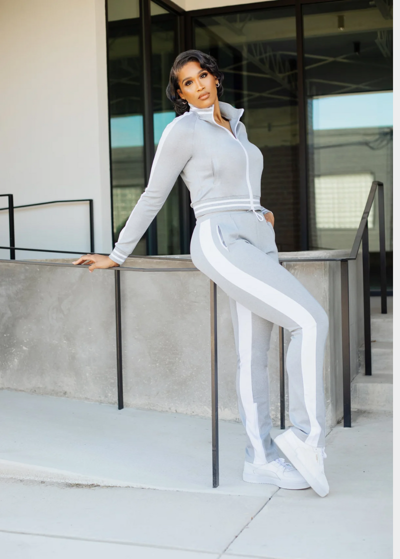 Tall Grey/White Tracksuit