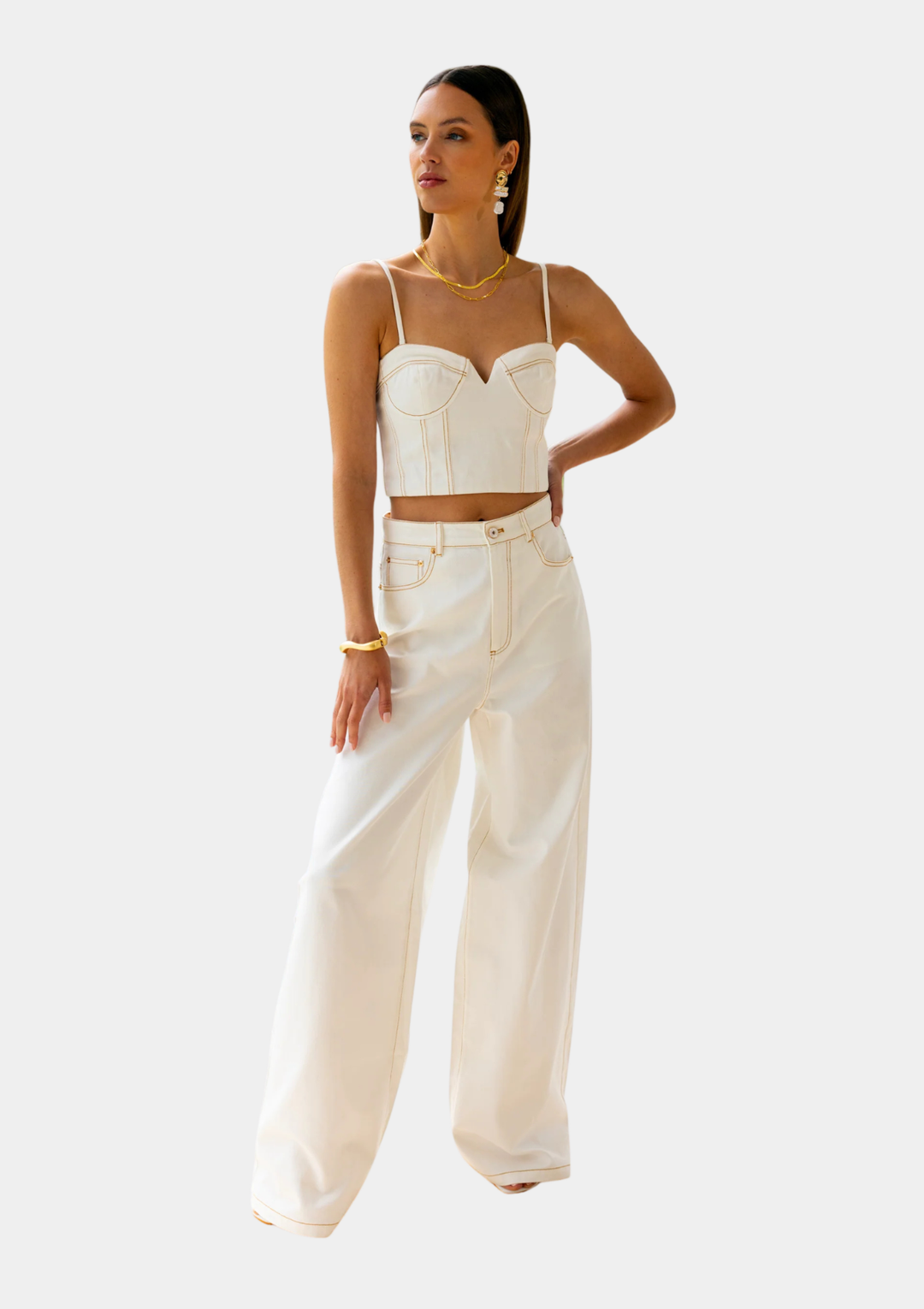 Malia Wide Leg Denim Jeans - White