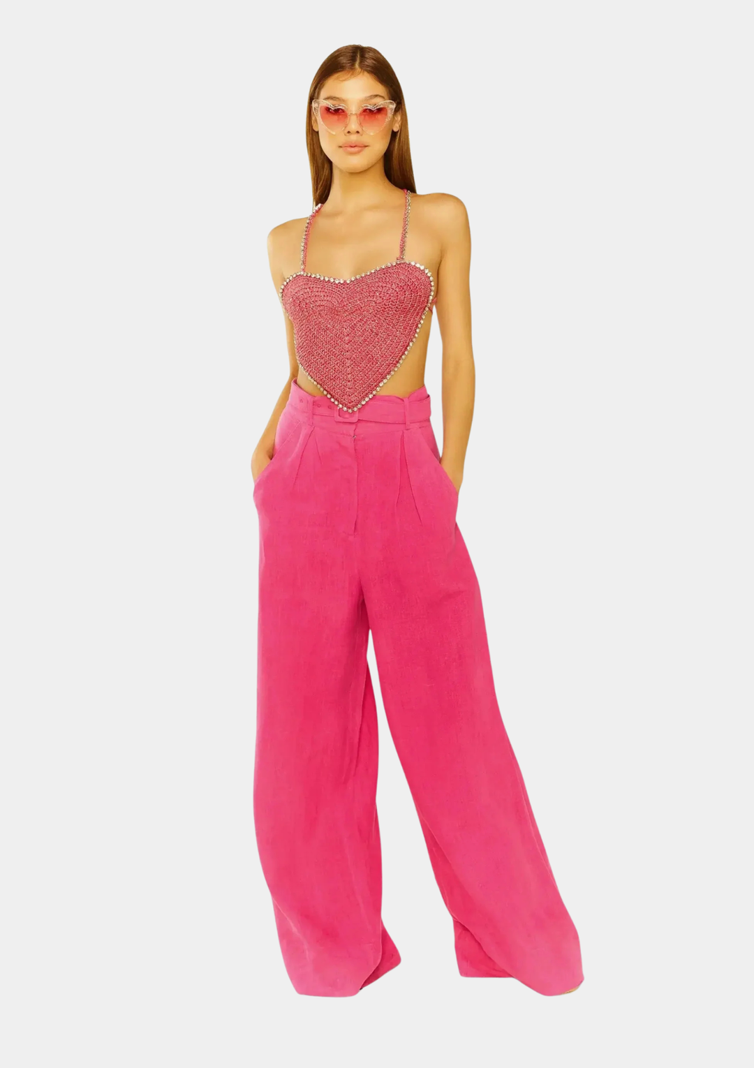 Beyond Belief Linen Wide Leg Pants - Pink