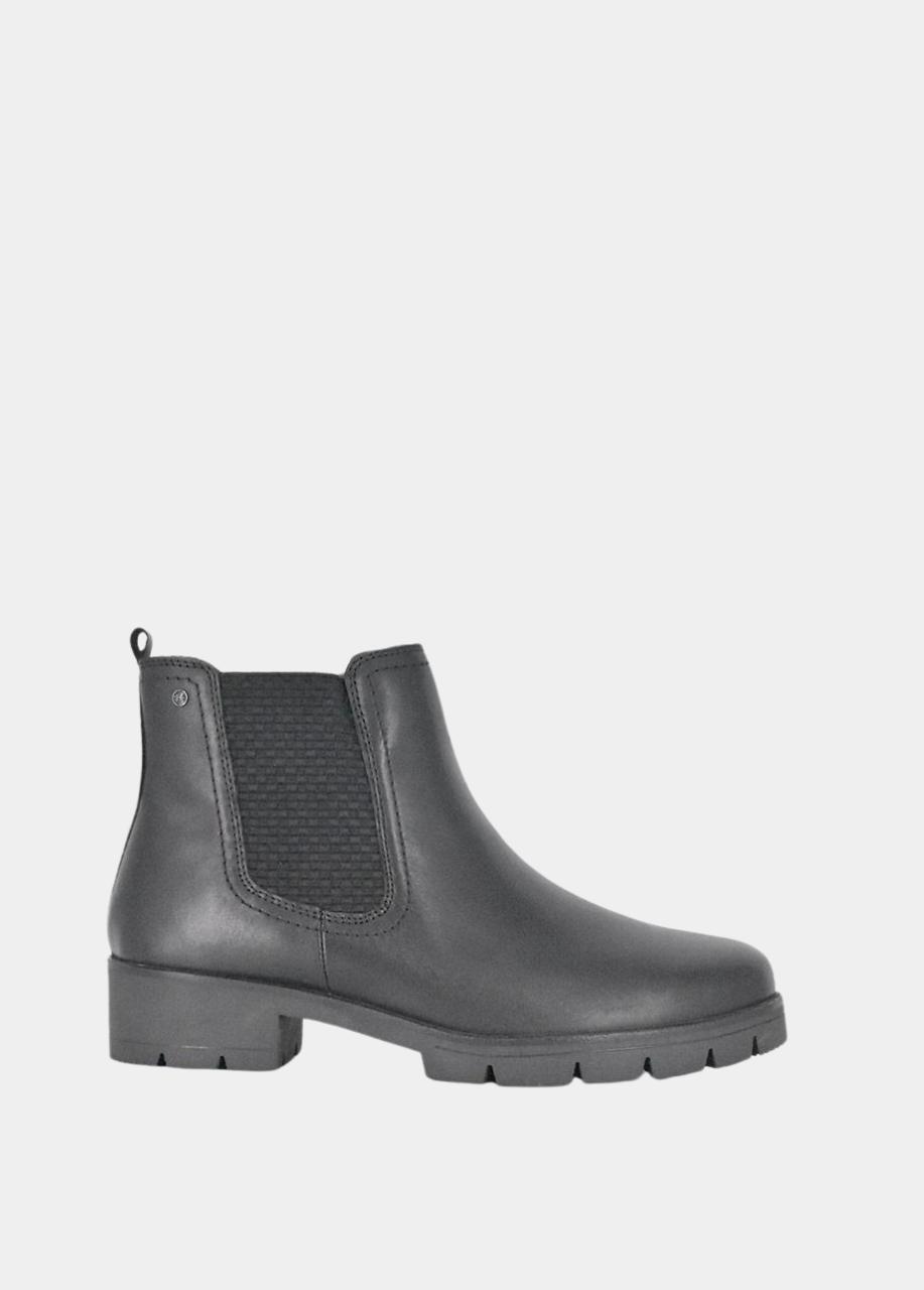 Tamaris Chelsea Style Black Leather Ankle Boots