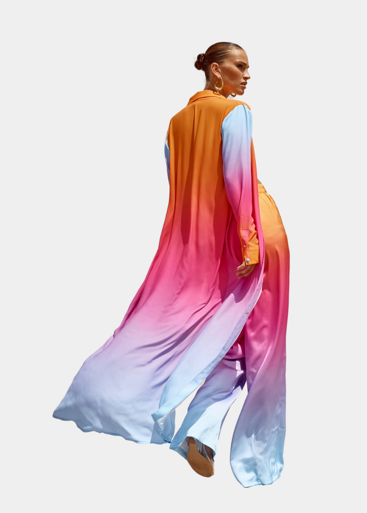Hope & Harmony Maxi Duster Coverup Coat - Orange Ombre