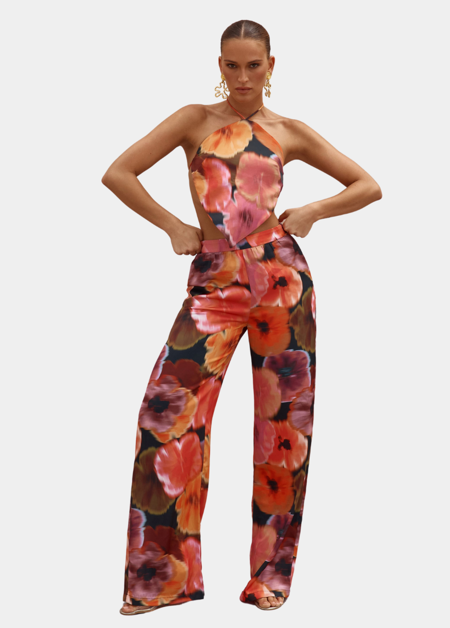 JoJo Pants - Orange Abstract Floral
