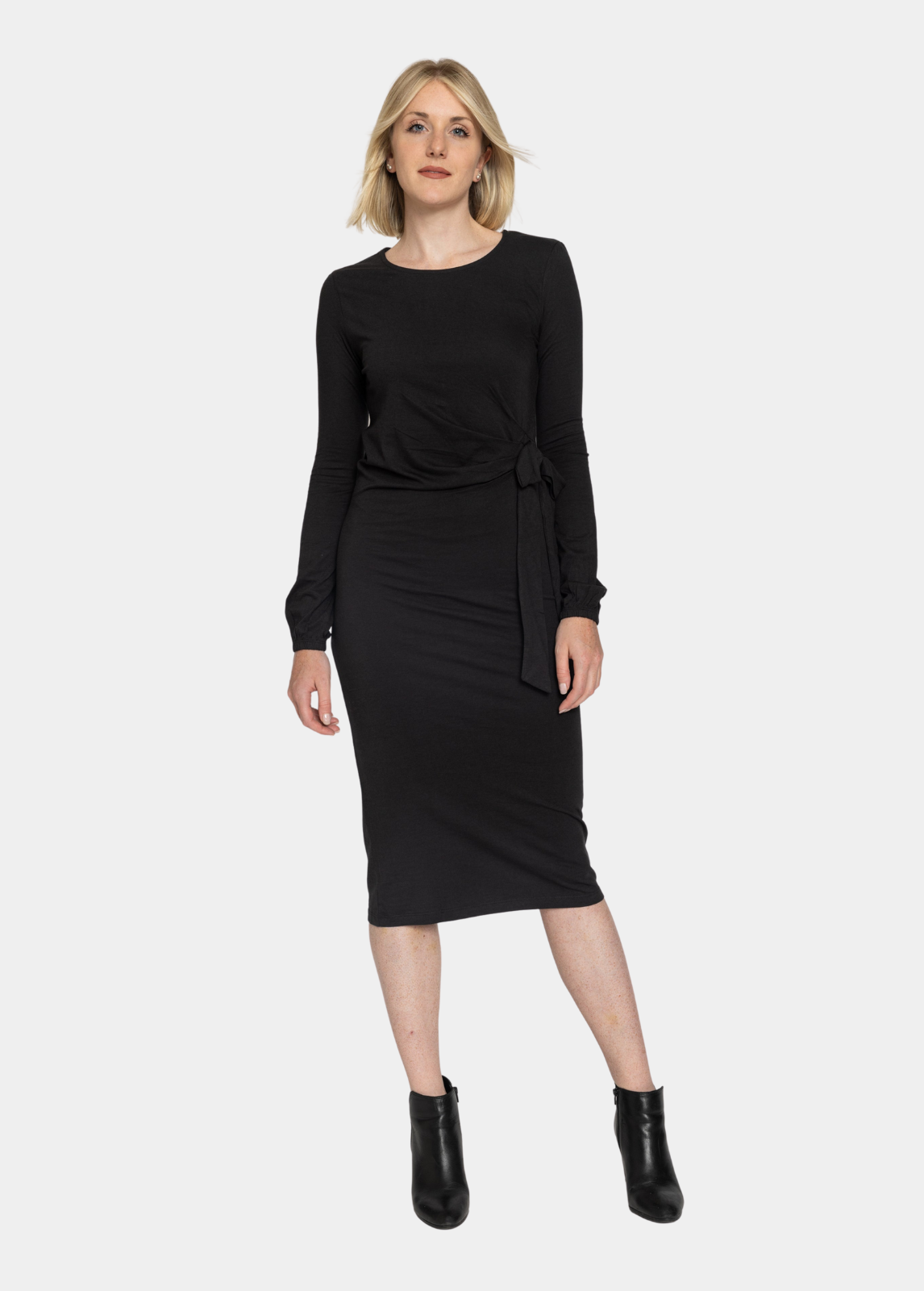 long sleeve jersey dress black Ladies - Black Long-Sleeved Jersey Dress - Size: S