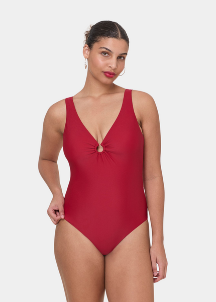 ★Since Then★ Psyche Heart Neck Long One Piece The Bonita One Piece - Eco Nylon - Garnet - Long Torso