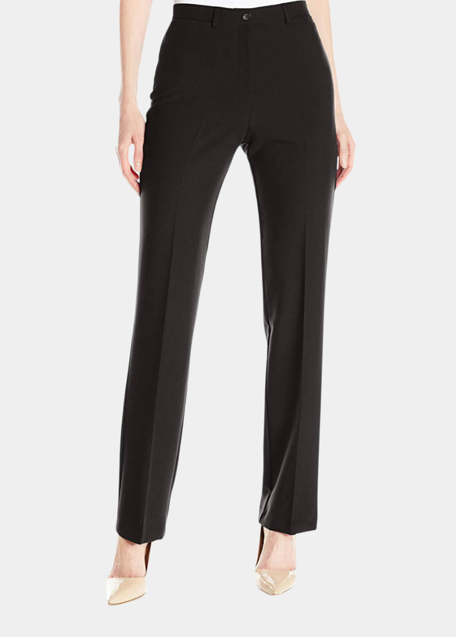 Comfort Waist Straight Leg Pants - Black