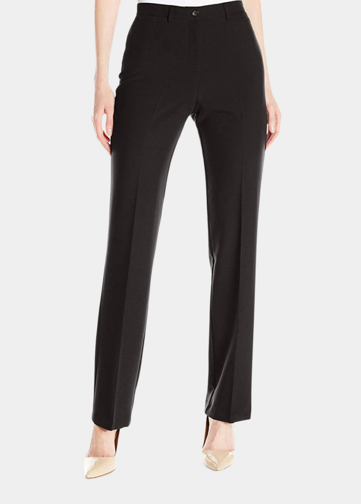 Comfort Waist Straight Leg Pants - Black