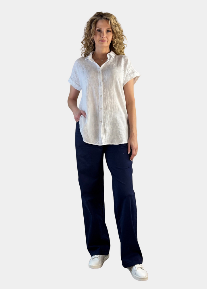 Oversized Cotton Gauze Camp Shirt