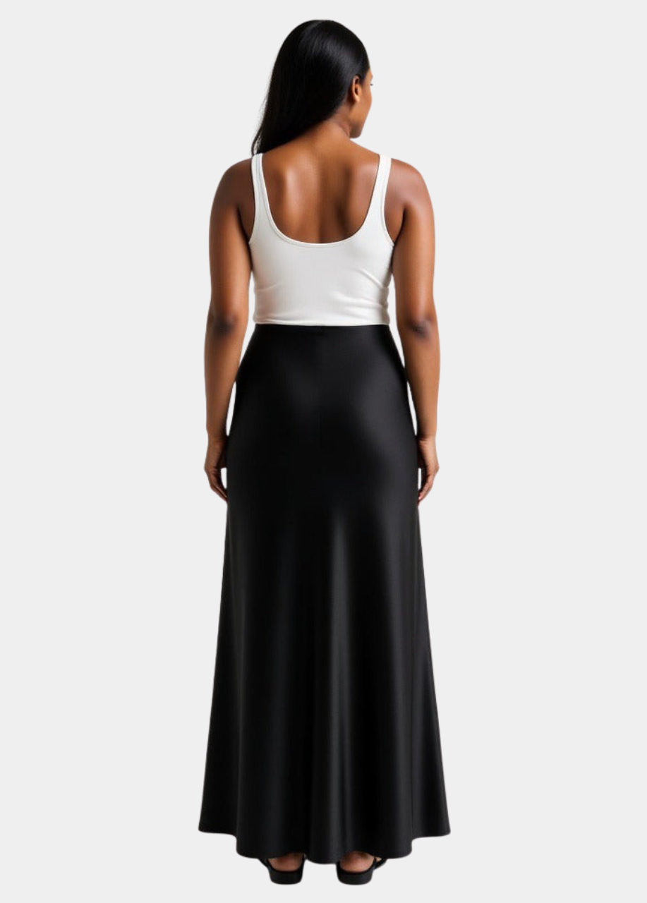 Tall Classic Satin Maxi Skirt  - Midnight Edit