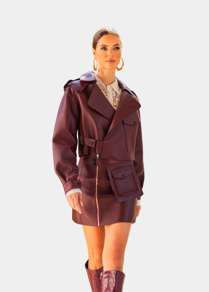 First Love Leather Jacket - Burgundy